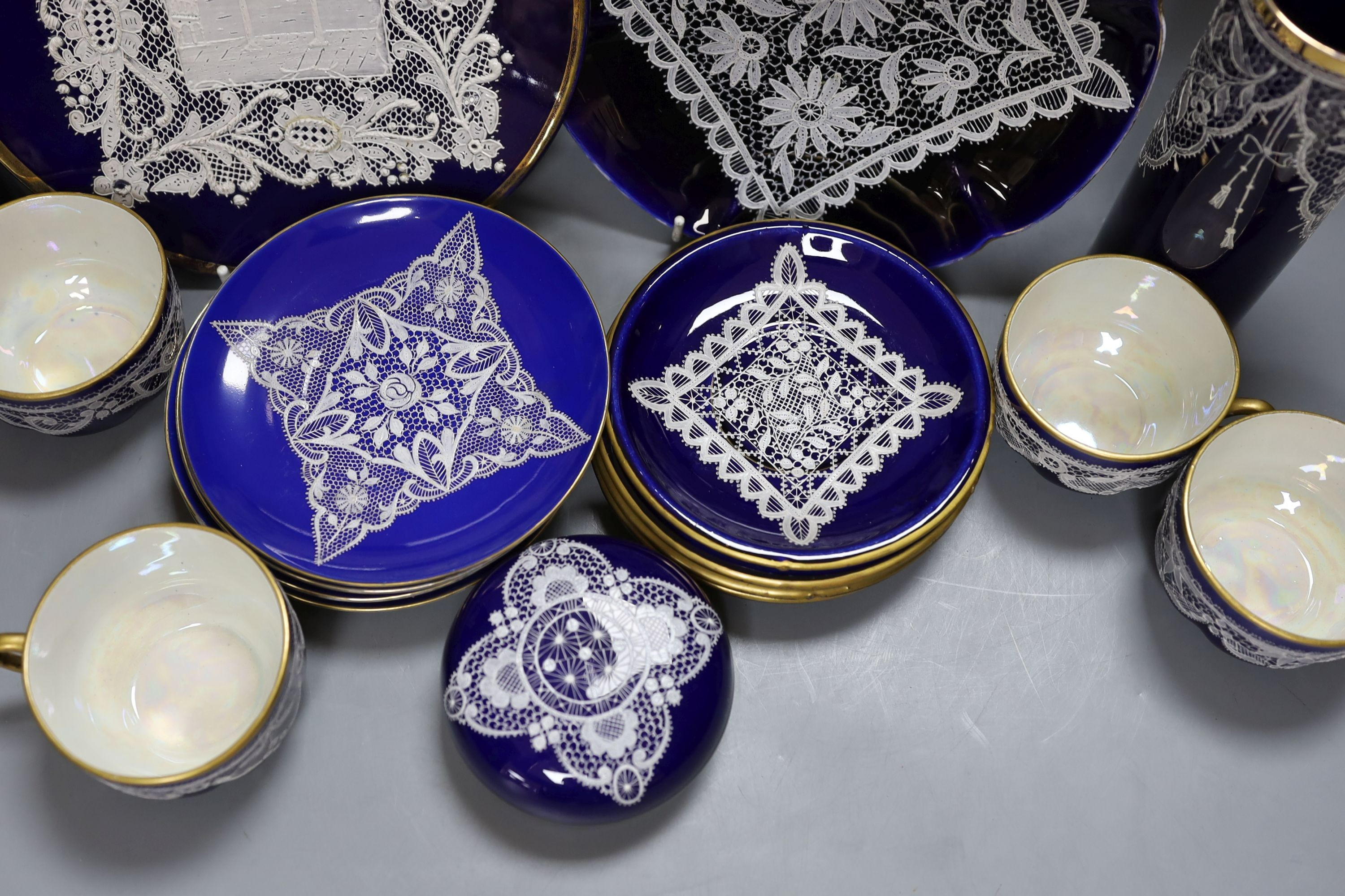 An assortment of Venetian lace-pattern ceramics